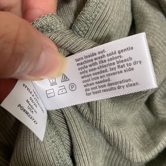 NWOT Three Dots Ribbed Crew Neck Tee - Olive Green - Picture 11 of 11